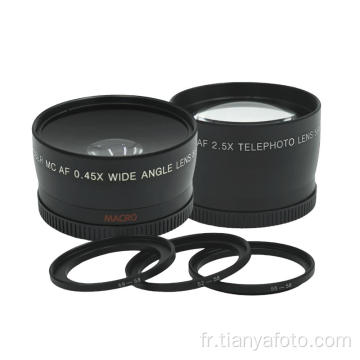 Objectif grand angle 49-58 mm 0,45x + téléobjectif 2,5x